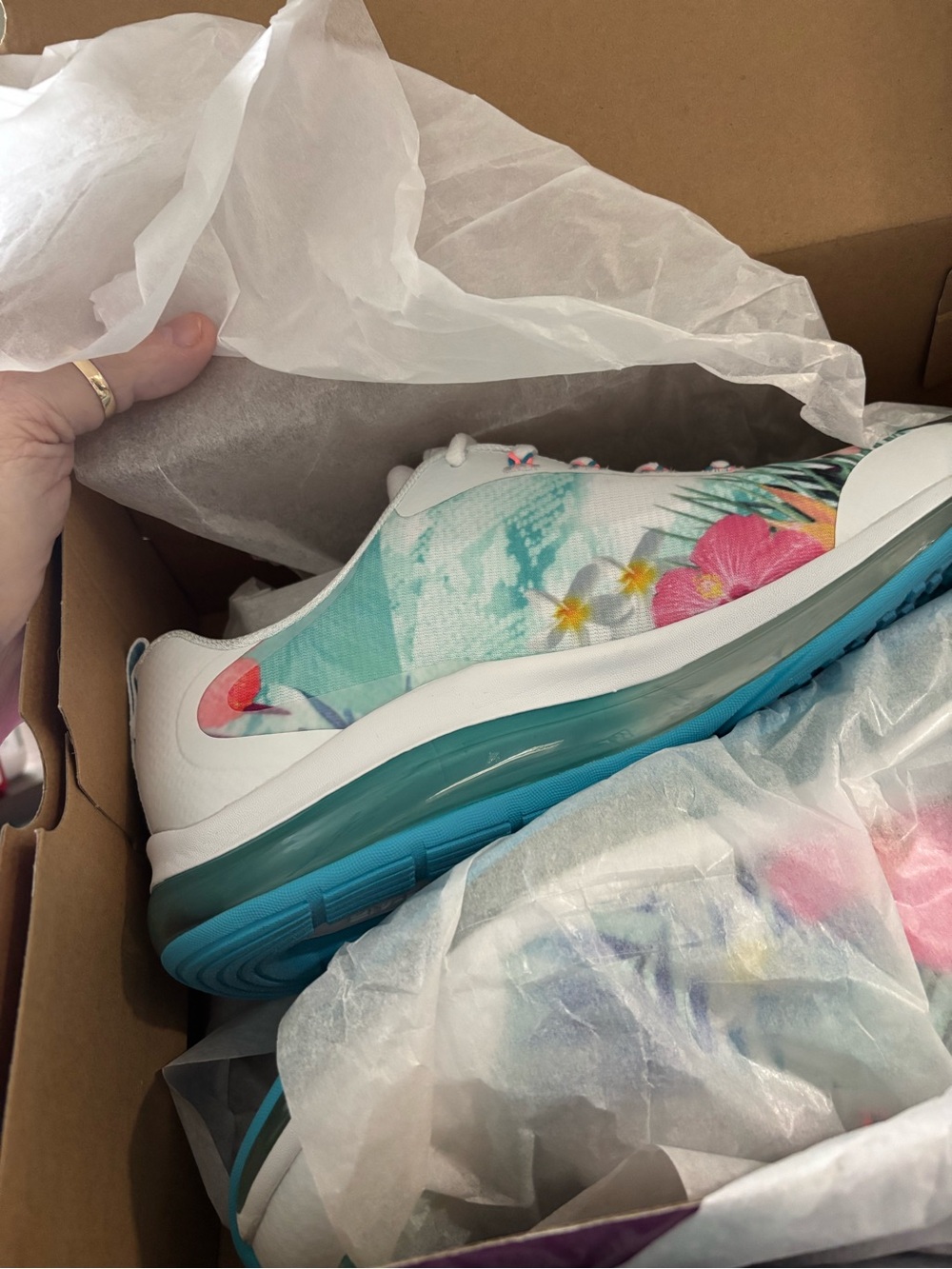 SKETCHERS Floral Print Low-Top Sneakers - White, Teal & Pink